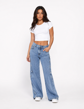 STUDS WIDE LEG JEANS