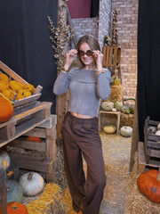 JOANNE OFF SHOULDER TOP TAUPE