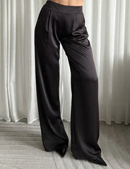 SATIN TROUSER BROWN