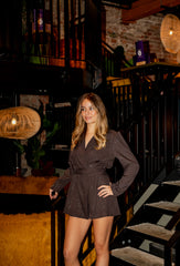 GLITTER PLAYSUIT BROWN