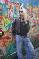 PUFFY LEATHER JACKET BROWN